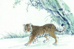 老虎水墨画图片